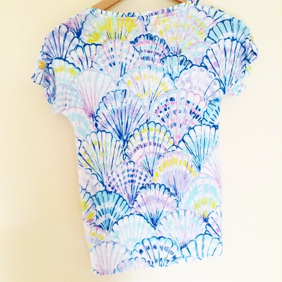 Lilly Pulitzer Shell Print Linen Tee size Extra Small - Picture 3 of 6